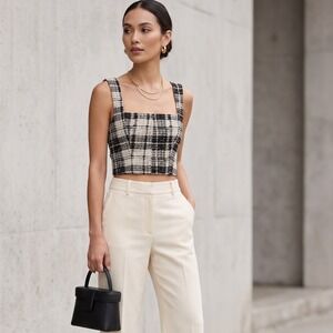 ONA Yoon Chung Madison Plaid Bustier Crop Top sz 1 XS S Academia Minimalist $125